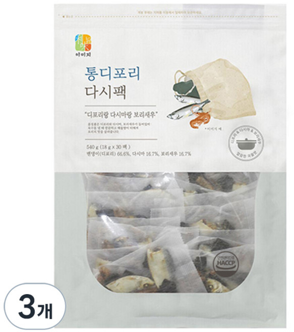 석하 해물맛 육수진한 통디포리다시팩, 540g, 3개