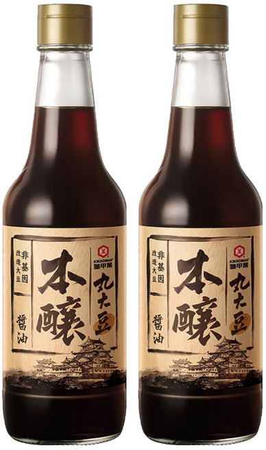 KIKKOMAN 龜甲萬 丸大豆本釀醬油, 500ml, 2瓶