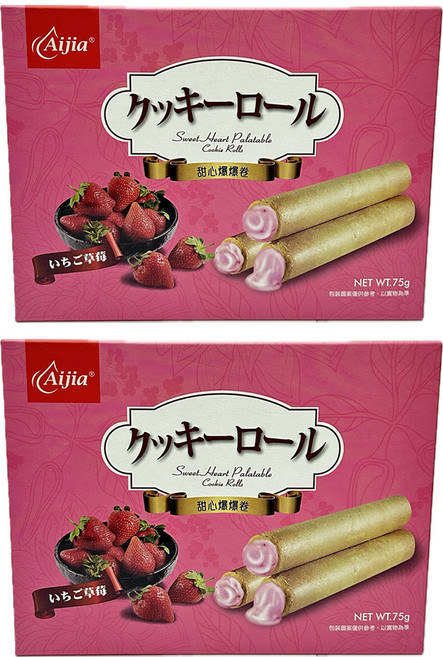 Aijia 愛加食品 草莓甜心爆爆捲, 2盒, 75g