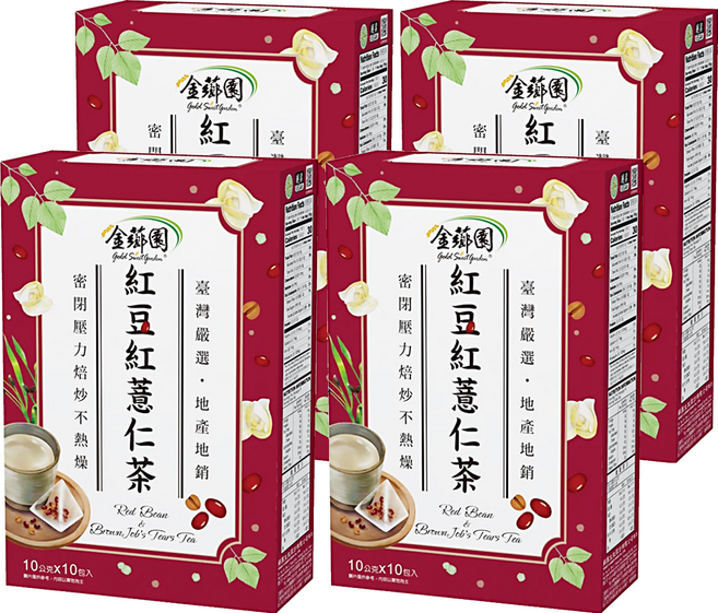 金薌園 紅豆紅薏仁茶, 10g, 10包, 4盒