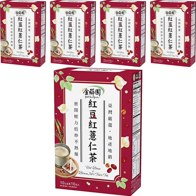 金薌園 紅豆紅薏仁茶, 10g, 10包, 5盒