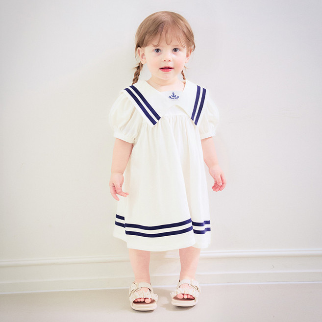 mollimelli 女童透氣可愛水手連身裙