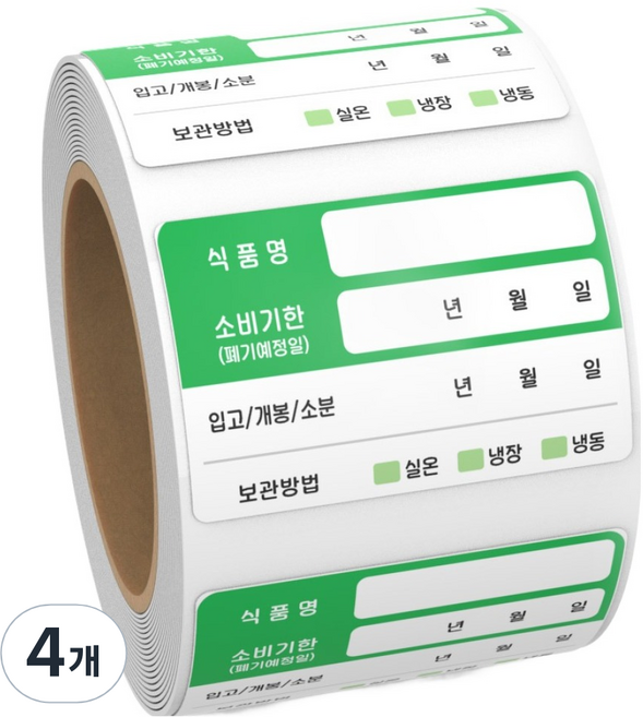 리드홈 정리의달인 유통기한 소비기한 라벨 방수 스티커 그린, 500개입, 4개