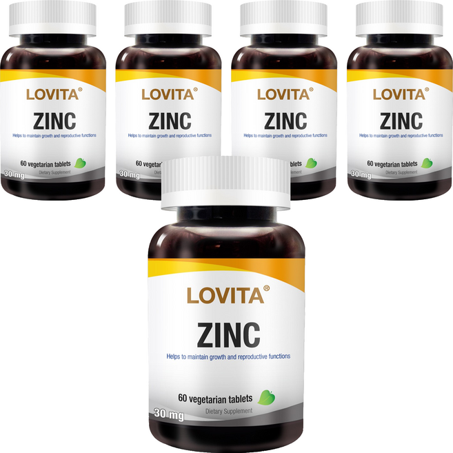 Lovita 螯合鋅30mg 全素錠劑, 60顆, 36g, 5罐
