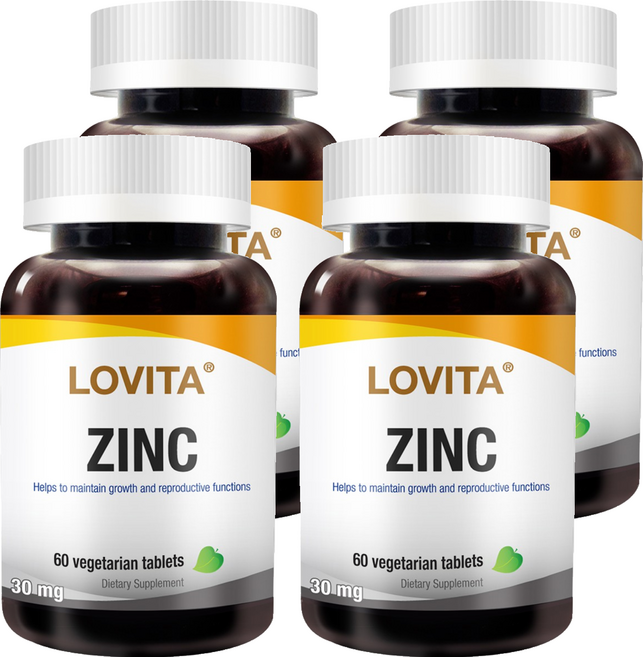 Lovita 螯合鋅30mg 全素錠劑, 60顆, 36g, 4罐