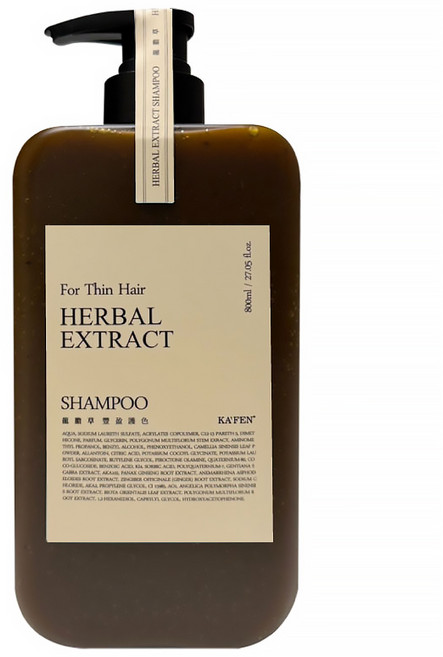 KA'FEN 卡氛 療癒草本 龍膽草豐盈護色洗髮精, 800ml, 1瓶