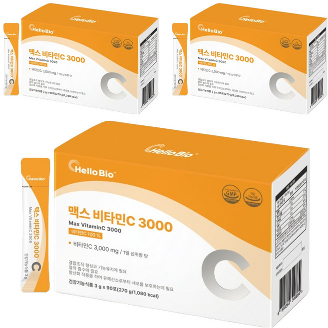 헬로바이오 맥스 비타민C 3000 90p, 270g, 3개