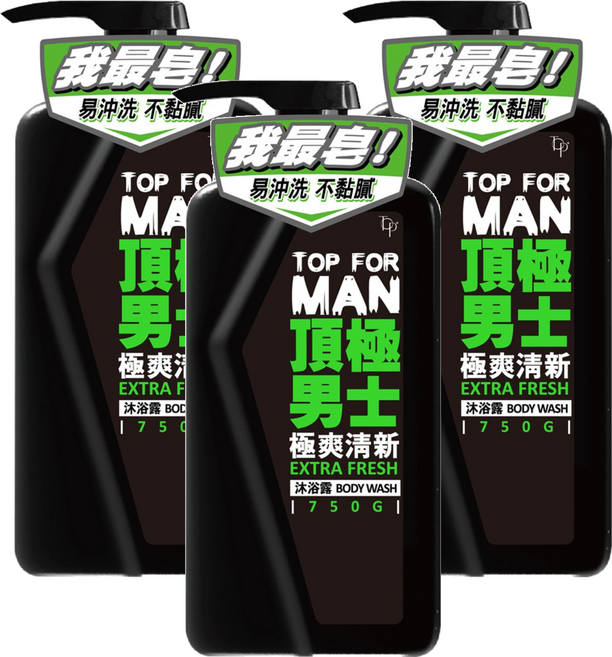 TOP 脫普 頂極男士極爽清新沐浴露, 750g, 3瓶