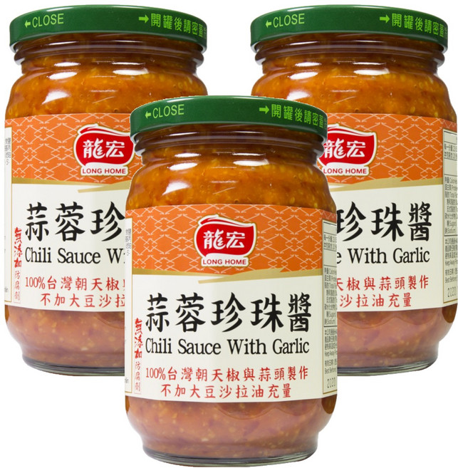 龍宏 蒜蓉珍珠醬, 400g, 3罐