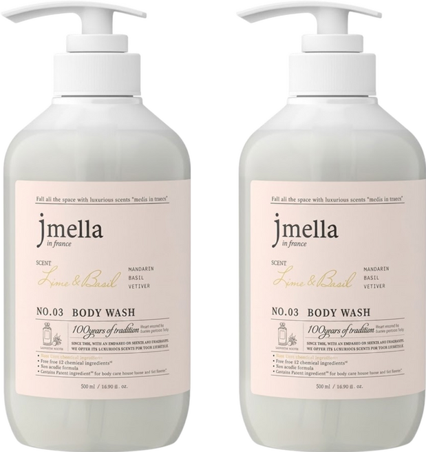 jmella 法式漫舞香水沐浴乳 No.03 Lime & Basil, 500ml, 2瓶