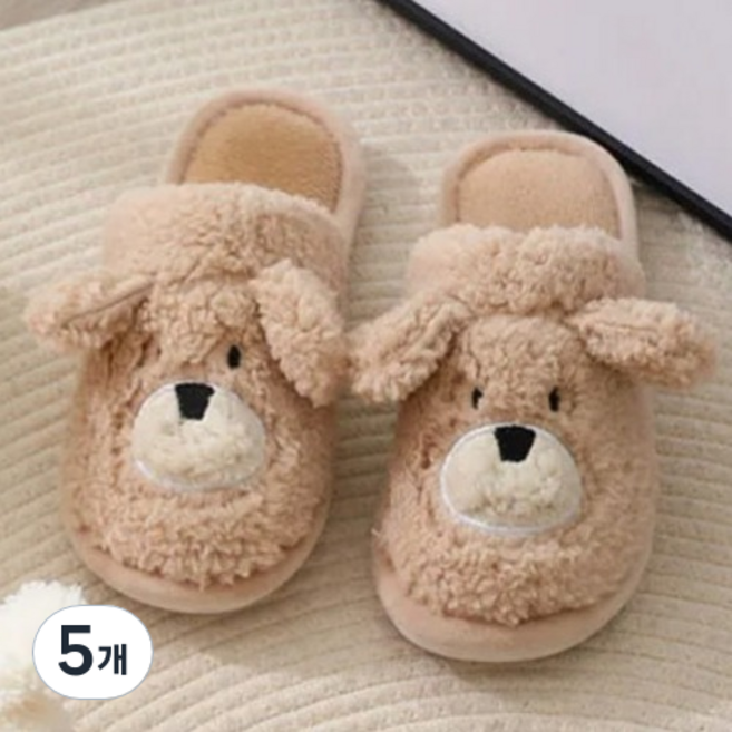 아트조이 곰돌이 털슬리퍼, BROWN, 5개