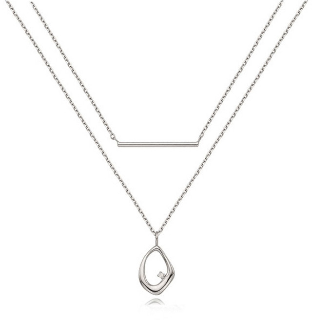 티르리르 여성용 인포멀 레이어드 실버 목걸이 TNSSVW13023M