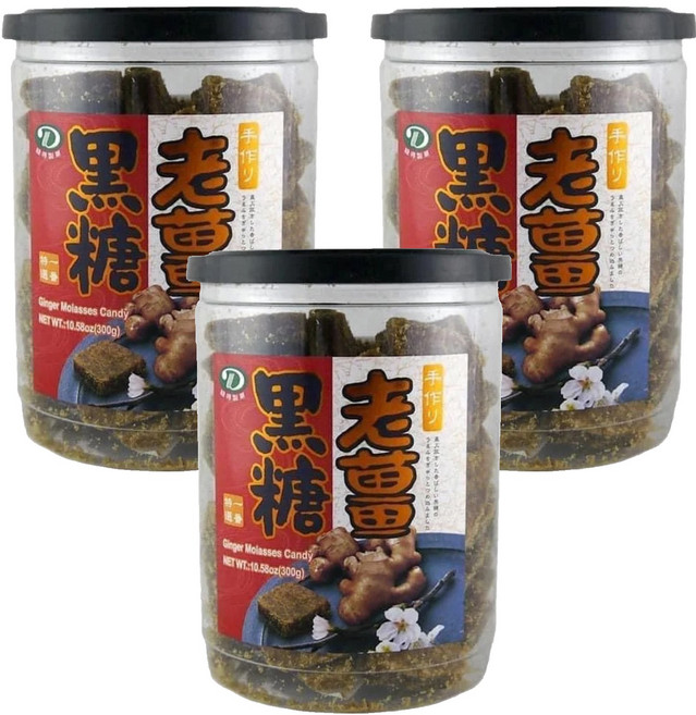 綠得製菓 老薑黑糖塊, 300g, 3罐, 1罐