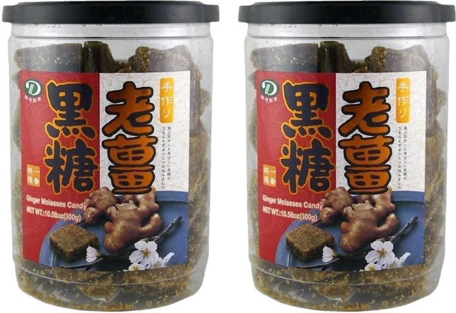 綠得製菓 老薑黑糖塊, 300g, 2罐, 1罐