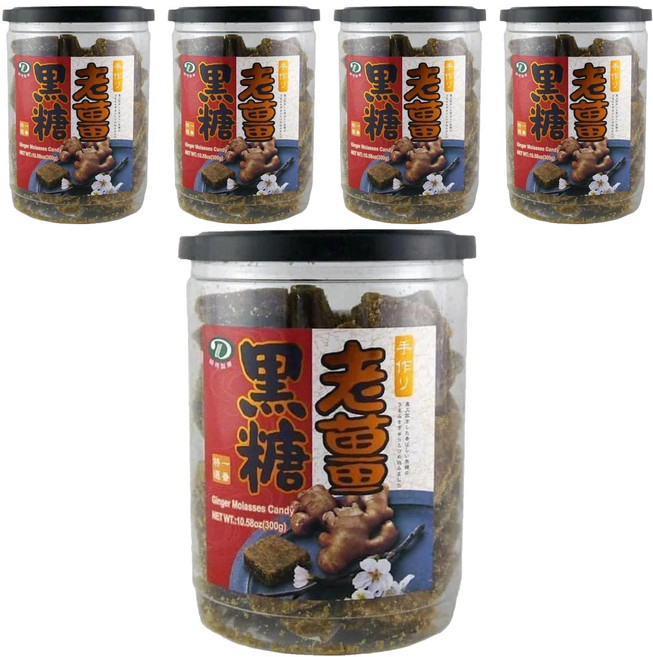 綠得製菓 老薑黑糖塊, 300g, 5罐, 1罐