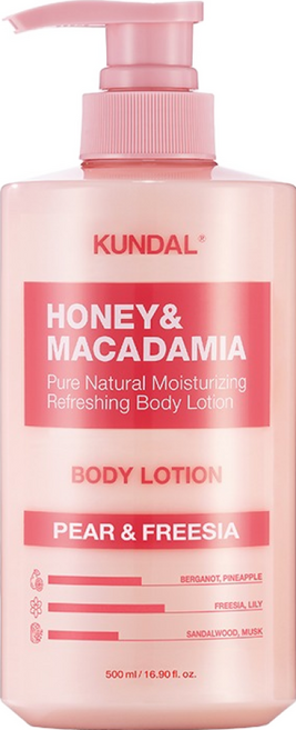 쿤달 허니 앤드 마카다미아 퓨어 바디로션 페어앤프리지아향, 500ml, 1개
