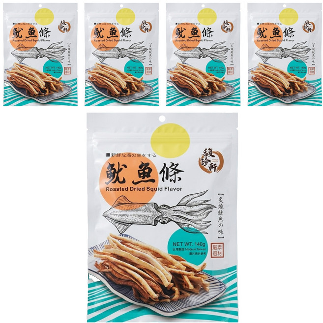 馥珍軒 魷魚條, 140g, 5包