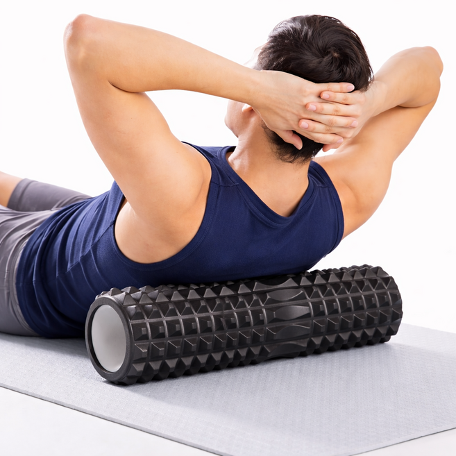 EVA 스포츠 입체 하드돌기 마사지 폼롤러, 블랙, 1개