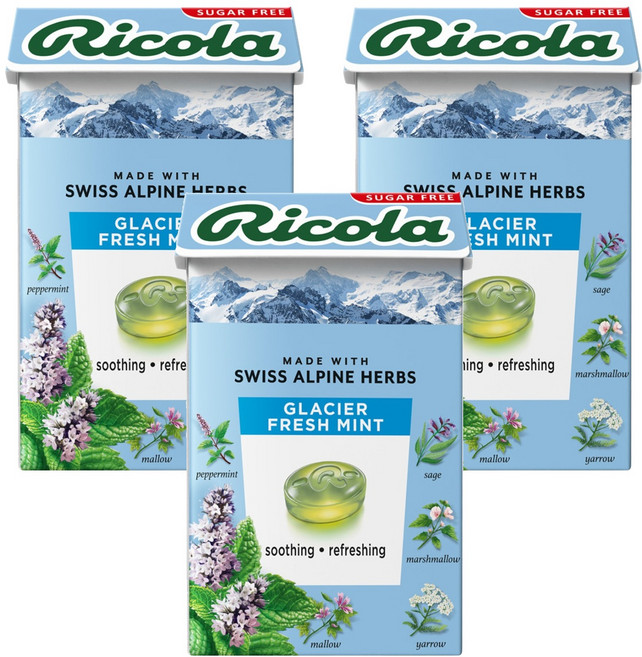 리콜라 스위스 캔디 글라시어 민트맛, 40g, 3개