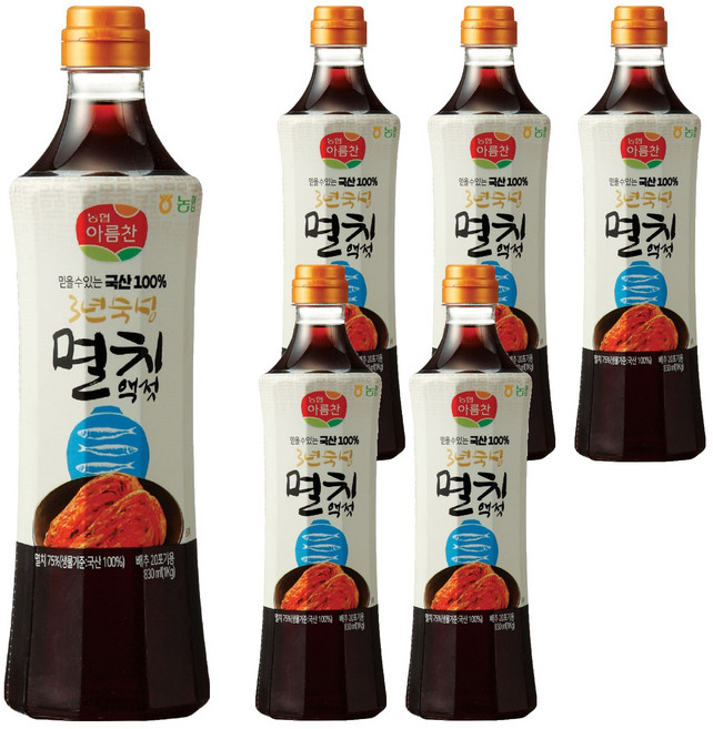 아름찬 국산 멸치액젓, 1kg, 6개