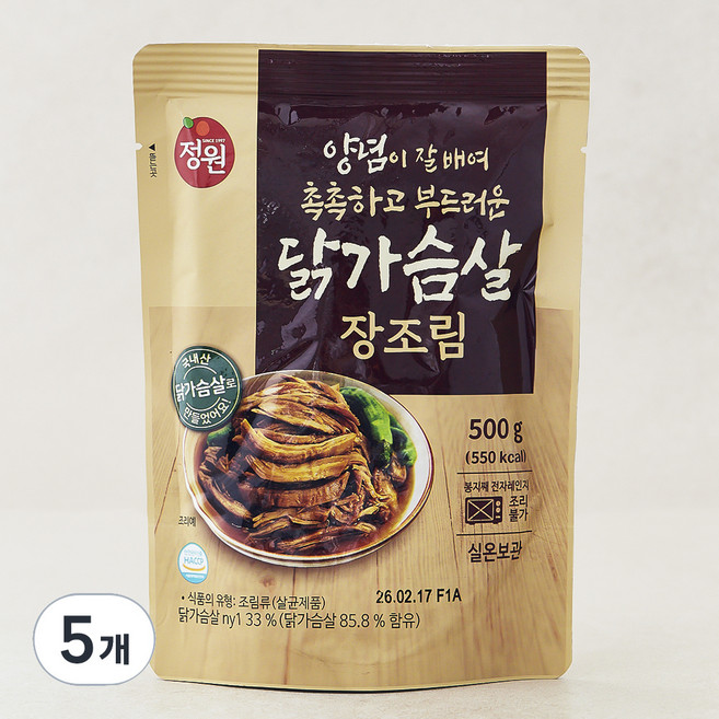 정원 양념이 잘배여 촉촉하고 부드러운 닭가슴살 장조림, 5개, 500g