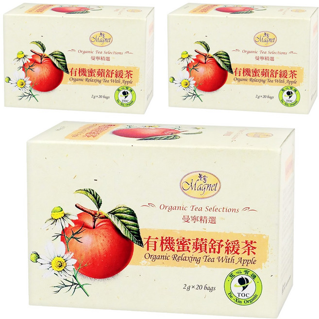 Magnet 曼寧 有機蜜蘋舒緩茶, 2g, 20包, 3盒