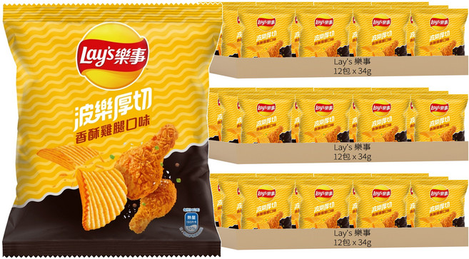 Lay's 樂事 洋芋片 香酥雞腿口味, 34g, 36包