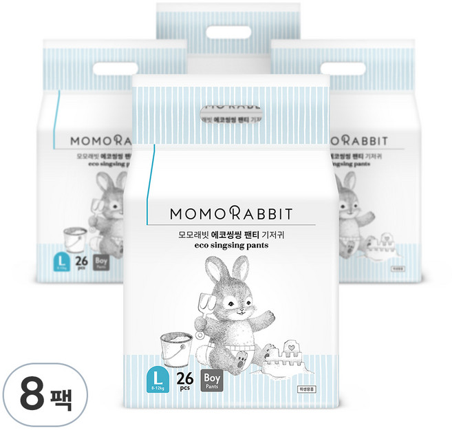 모모래빗 에코씽씽 오리지널 팬티기저귀 남아용, 대형(L), 208매