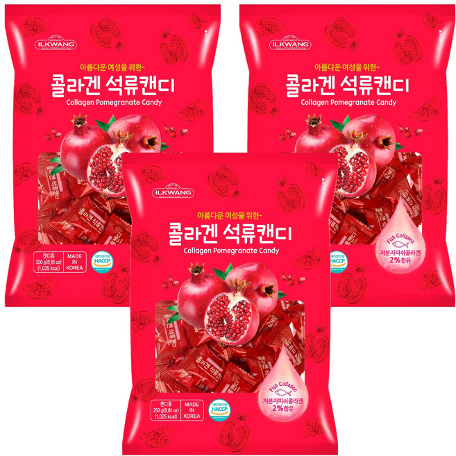 일광제과 콜라겐 석류캔디, 250g, 3개
