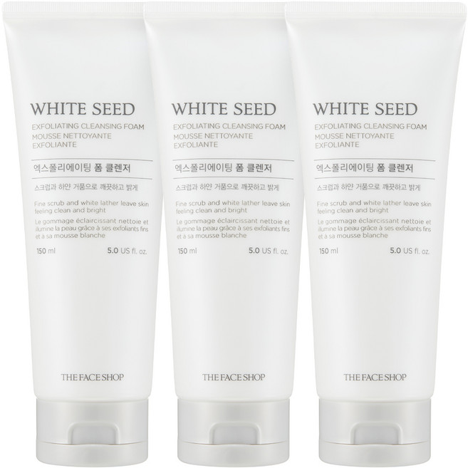 더페이스샵 화이트씨드 엑스폴리에이팅 폼 클렌저, 150ml, 3개