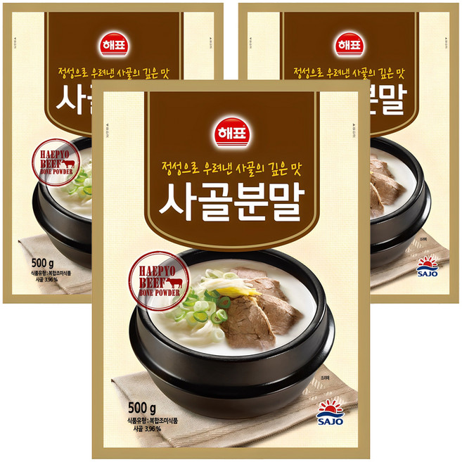 해표 사골분말, 500g, 3개