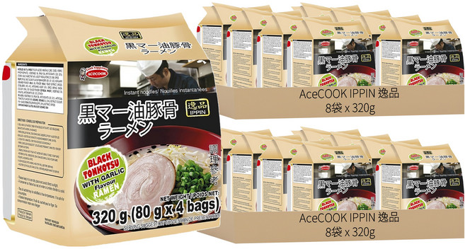 AceCOOK IPPIN 逸品 蒜香豚骨風味麵 80g, 64包