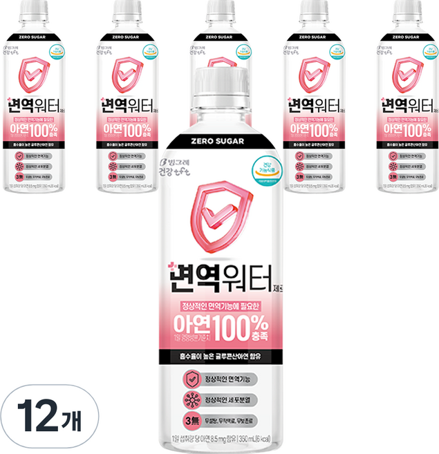 빙그레 면역워터 제로, 350ml, 12개