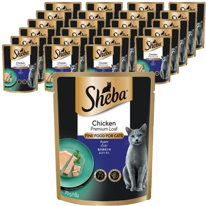 쉬바 1세이상 고양이 간식 파우치, 닭, 70g, 24개