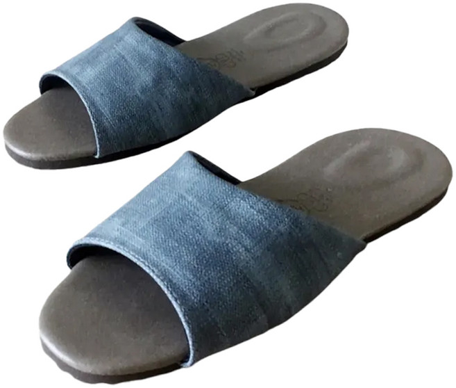 TAIWAN SLIPPER 台灣犀利趴 台灣製造 風格系列 渲色皮質室內拖鞋, 藍色, 1雙