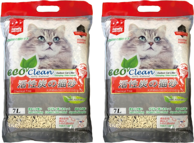 eco'clean 豆腐貓砂, 2袋, 7L, 活性碳