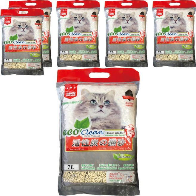 ECO Clean 豆腐貓砂, 6袋, 7L, 活性碳
