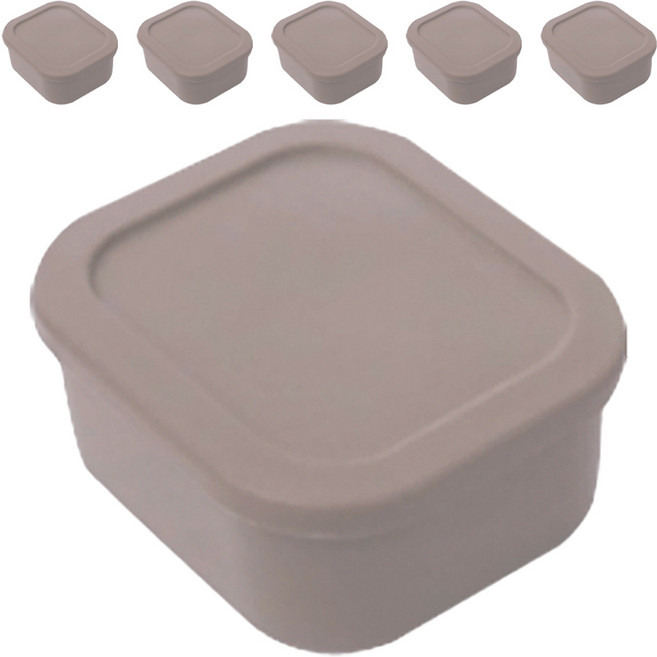 유하우스 삶아 쓰는 실리콘 밀폐용기 브라운, 6개, 300ml