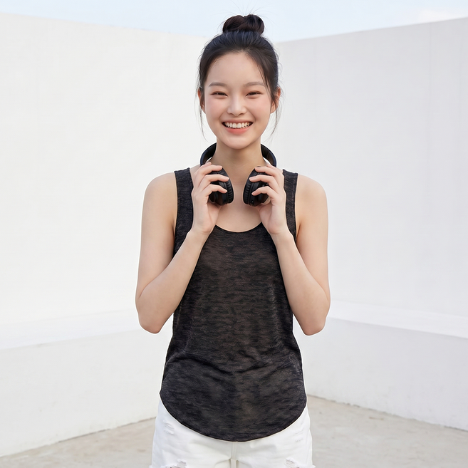 메이첼 여성용 루펜 보들 컬러 나시 티셔츠 12745
