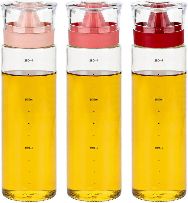 키텐실 시노글라스 실리콘 오일병 S CAP 그리너리 로즈핑크 + 코랄 + 버건디 세트, 1세트, 300ml
