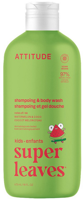 ATTITUDE 艾特優 兒童2合1洗髮沐浴露 西瓜 & 椰香, 473ml, 1瓶