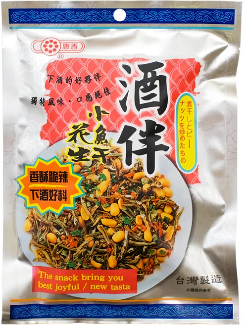 惠香 酒伴小魚干花生 香辣酥脆 下酒好料, 90g, 1包