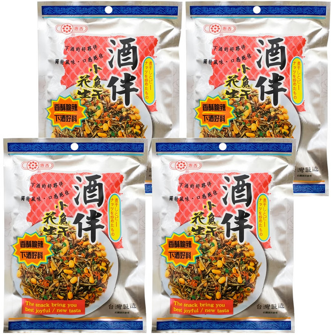 惠香 酒伴小魚干花生 香辣酥脆 下酒好料, 90g, 4包