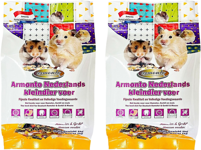 armonto 阿曼特 荷蘭特級機能倉鼠&沙鼠&全鼠類主食, 1kg, 2袋