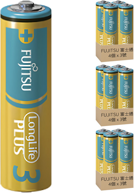 FUJITSU 富士通 長效加強版 3號 AA 鹼性電池 LR6LP, 3組, 4顆
