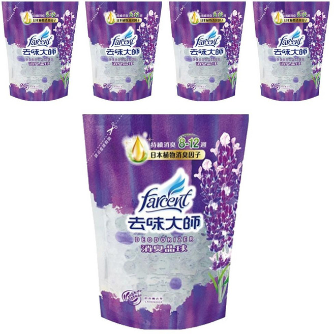 farcent 花仙子 去味大師 消臭晶球補充包 舒爽薰衣草, 5包, 350ml