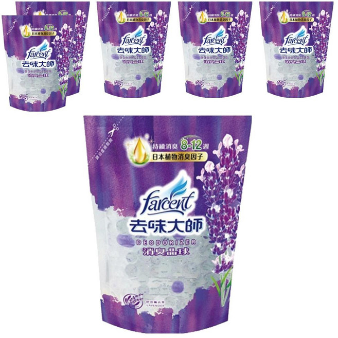 farcent 花仙子 去味大師 消臭晶球補充包 舒爽薰衣草, 6包, 350ml