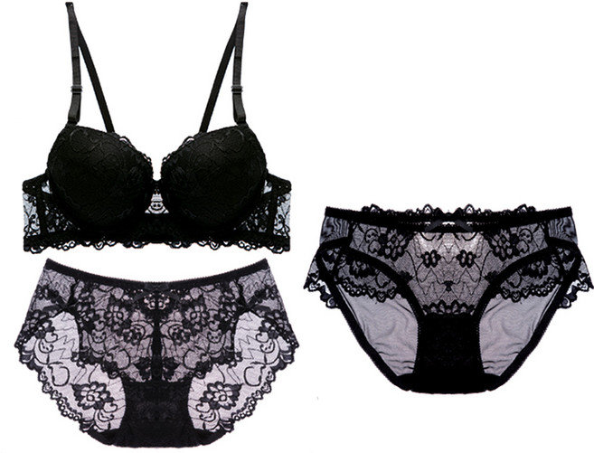 글램공감 브로드웨이 와이어 브라 + 레이스팬티 + 일반팬티 세트