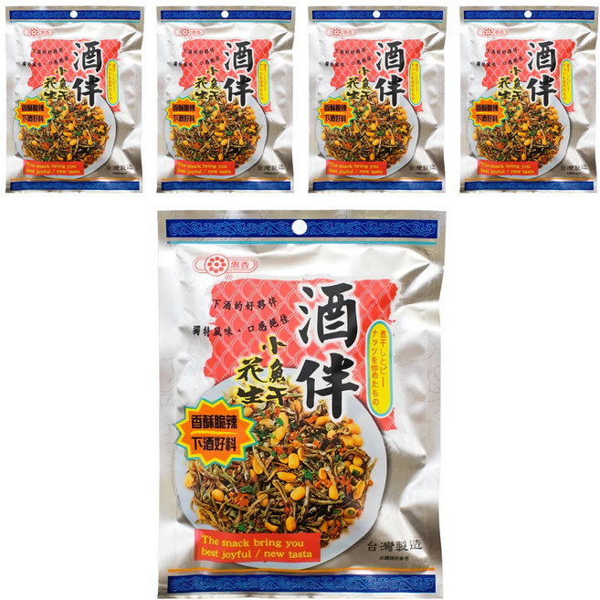 惠香 酒伴小魚干花生, 90g, 5包