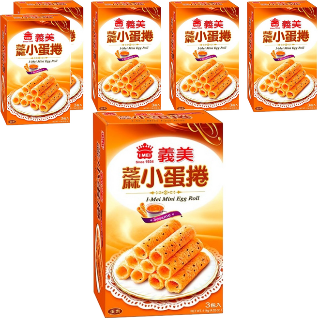 義美 小蛋捲 芝麻, 114g, 6盒
